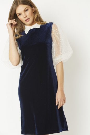 JAYLEY Navy Velvet Dress