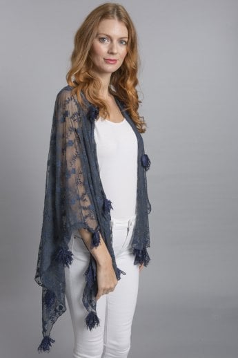 JAYLEY Navy Vintage Lace Wrap
