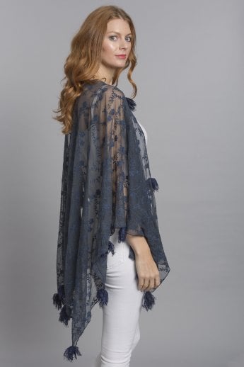 JAYLEY Navy Vintage Lace Wrap