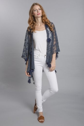 JAYLEY Navy Vintage Lace Wrap