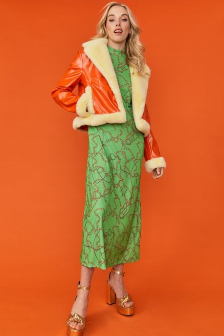 JAYLEY Orange And Yellow Aviator Style Jacket