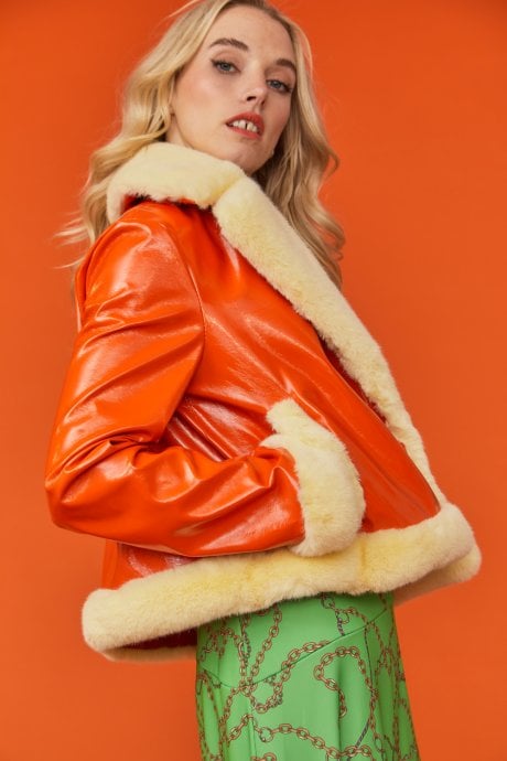JAYLEY Orange And Yellow Aviator Style Jacket