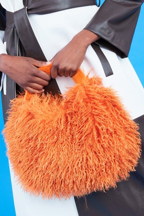 JAYLEY Orange Bamboo Eco Faux Fur Bag
