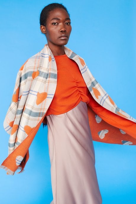 JAYLEY Orange Cashmere Blend Wrap
