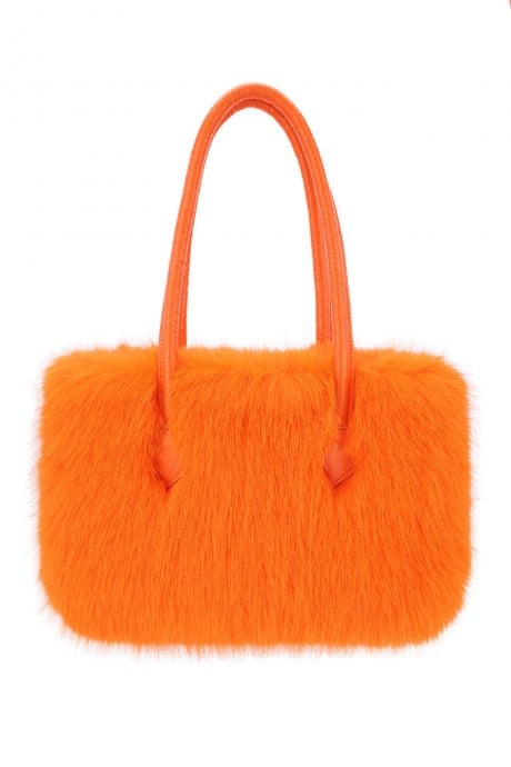JAYLEY Orange Eco Bamboo Faux Fur Tote Bag