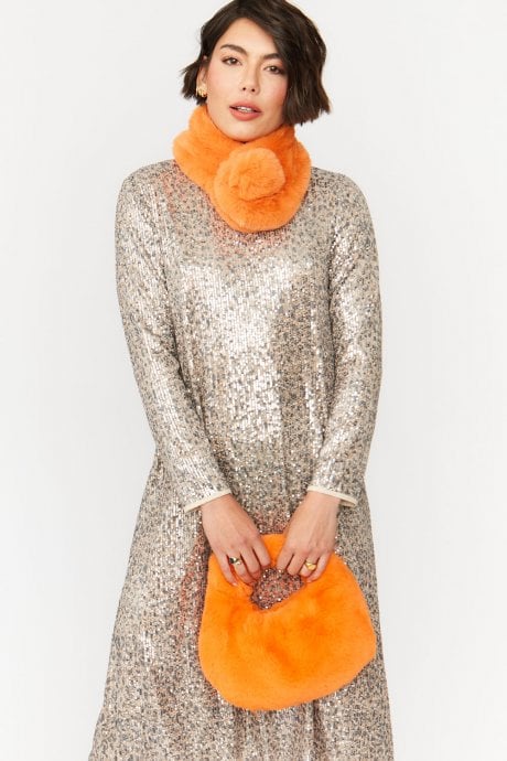 JAYLEY Orange Faux Fur Charlotte Bag