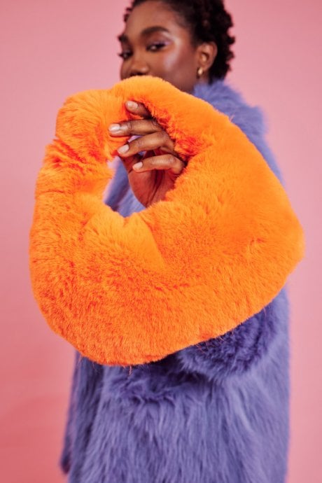 JAYLEY Orange Faux Fur Charlotte Bag