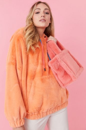 JAYLEY Orange Faux Fur Hoodie