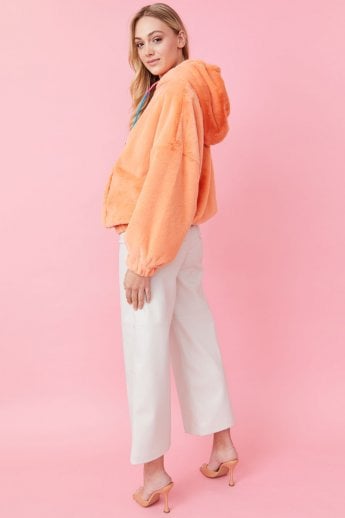 JAYLEY Orange Faux Fur Hoodie