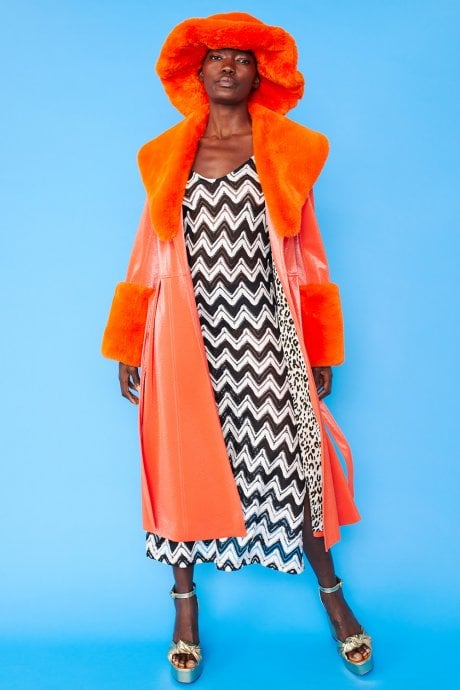 JAYLEY Orange Faux Fur Oversized Hat