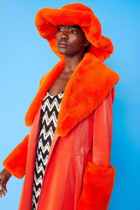 JAYLEY Orange Faux Fur Oversized Hat
