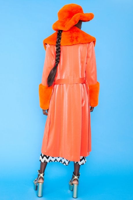 JAYLEY Orange Faux Fur Oversized Hat