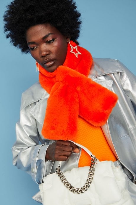 JAYLEY Orange Faux Fur Scarf