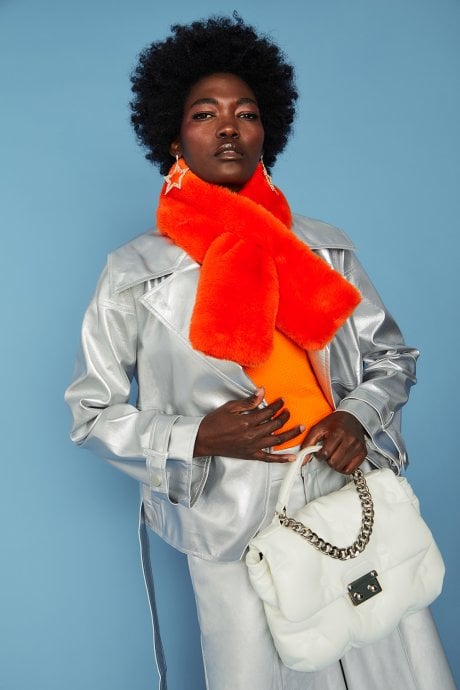 JAYLEY Orange Faux Fur Scarf
