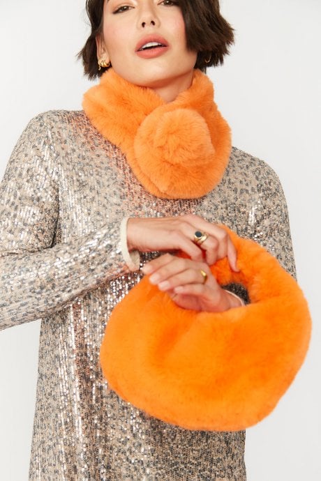 JAYLEY Orange Faux Fur Scarf