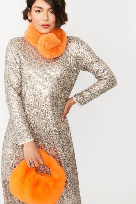 JAYLEY Orange Faux Fur Scarf