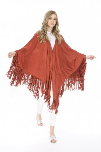 JAYLEY Orange Faux Suede Cape