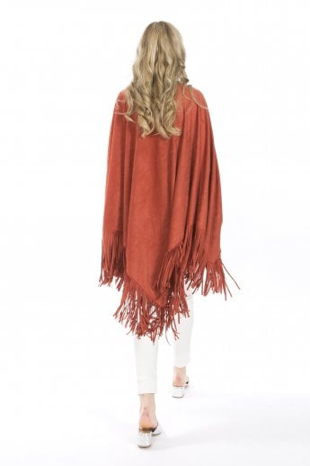 JAYLEY Orange Faux Suede Cape