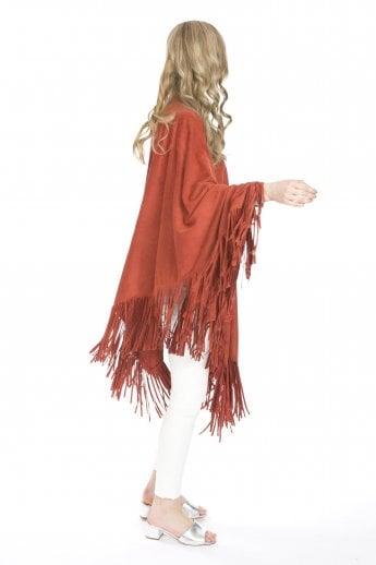 JAYLEY Orange Faux Suede Cape