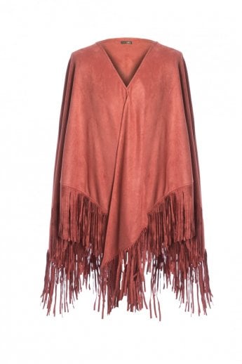 JAYLEY Orange Faux Suede Cape