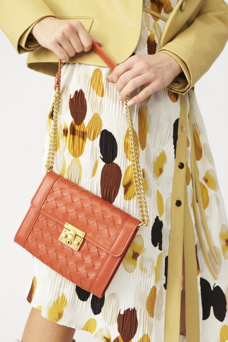 JAYLEY Orange Hand Woven Clutch Bag