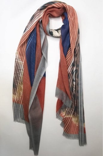 JAYLEY Orange Luxury Cashmere Silk Blend Wrap