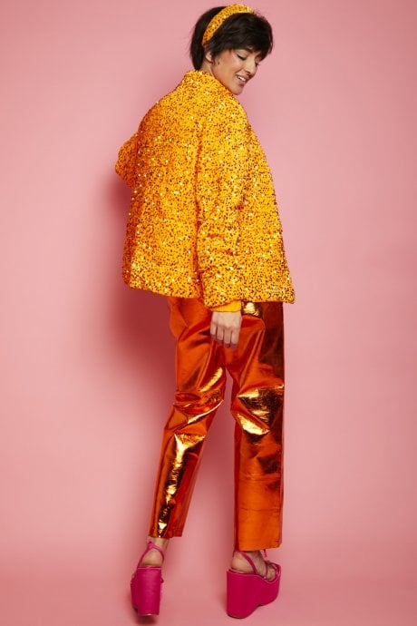 JAYLEY Orange Sequin Puffer Jacket