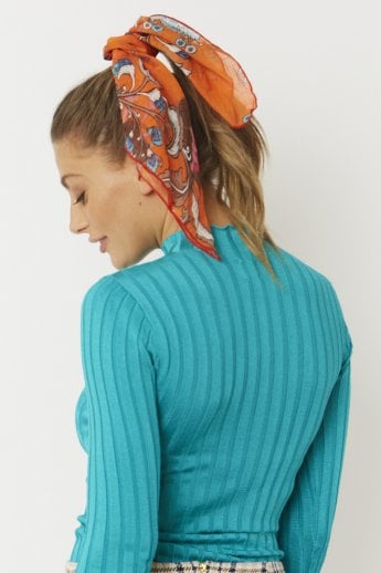JAYLEY Orange Silk Blend Hair Scarf