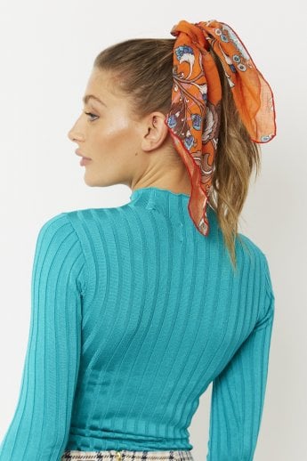 JAYLEY Orange Silk Blend Hair Scarf