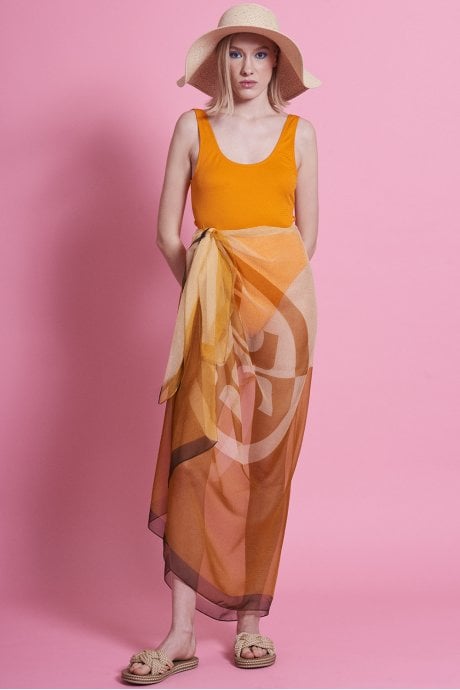 JAYLEY Orange Silk Blend Wrap