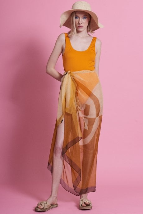JAYLEY Orange Silk Blend Wrap