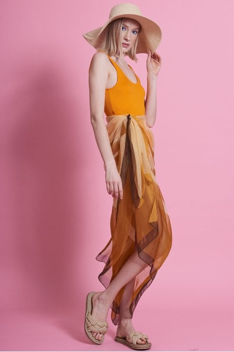 JAYLEY Orange Silk Blend Wrap