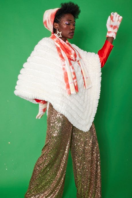 JAYLEY Orange Tie-Dye Cashmere Blend Beanie Hat