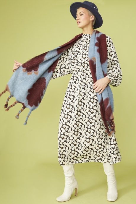 JAYLEY Oversized Blue Coloured Cashmere And Wool Scarf