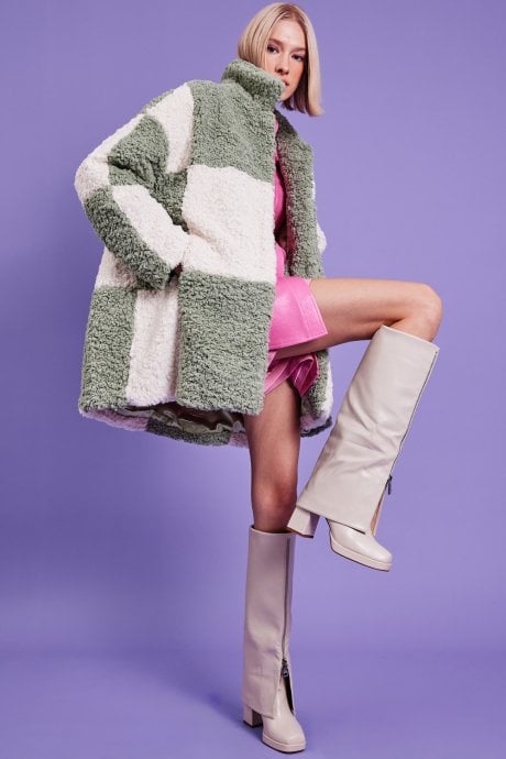 JAYLEY Oversized Midi Checkered Coat