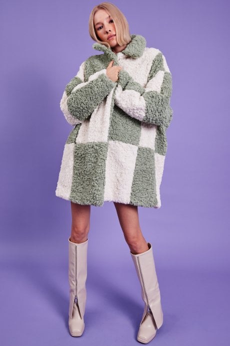 JAYLEY Oversized Midi Checkered Coat