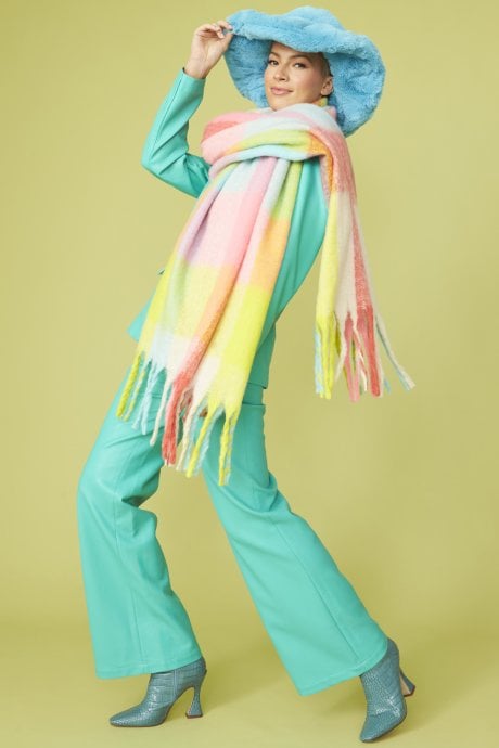 JAYLEY Oversized Multi Coloured Cashmere And Wool Scarf