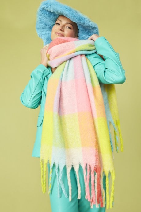 JAYLEY Oversized Multi Coloured Cashmere And Wool Scarf