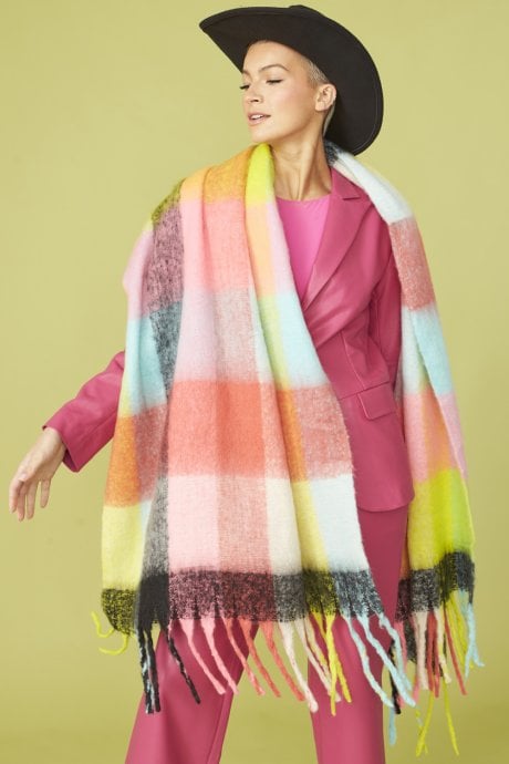 JAYLEY Oversized Multi Coloured Cashmere And Wool Scarf