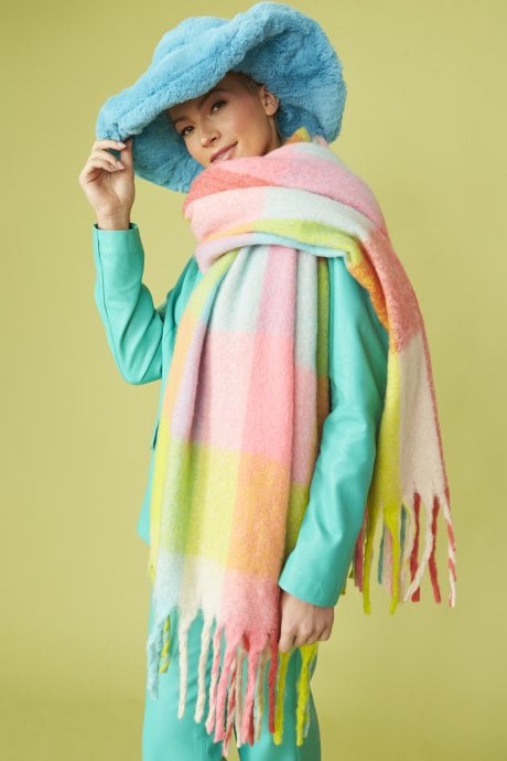JAYLEY Oversized Multi Coloured Cashmere and Wool Scarf