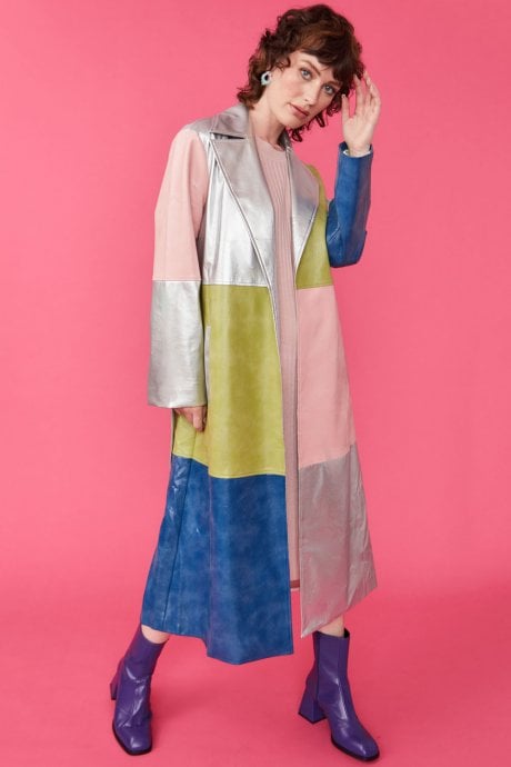 JAYLEY Patchwork Metallic Trench Coat