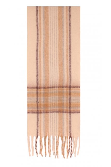 JAYLEY Peach Tartan Tassel Scarf