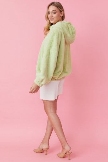 JAYLEY Pear Faux Fur Hoodie