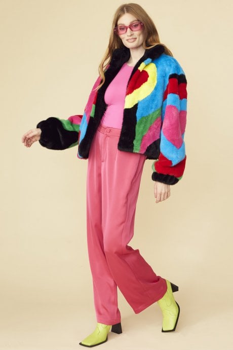 JAYLEY Picasso Bamboo Blend Hand Painted Cropped Coat