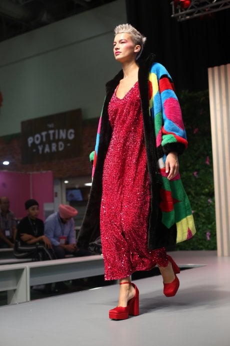 JAYLEY Picasso Bamboo Blend Hand Painted Maxi Coat