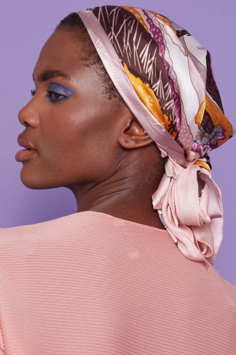 JAYLEY Pink Abstract Silk Scarf