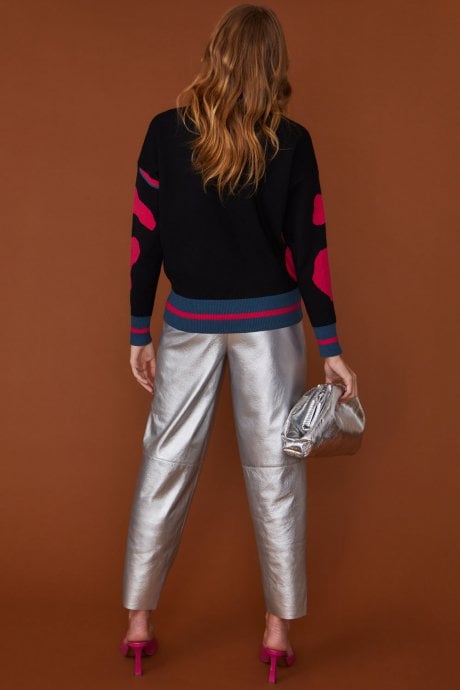 JAYLEY Pink And Black Abstract Cashmere Sweater