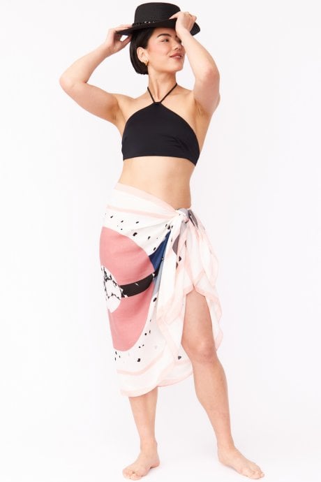 JAYLEY Pink And Cream Cashmere And Silk Blend Wrap