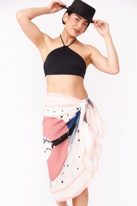 JAYLEY Pink And Cream Cashmere And Silk Blend Wrap