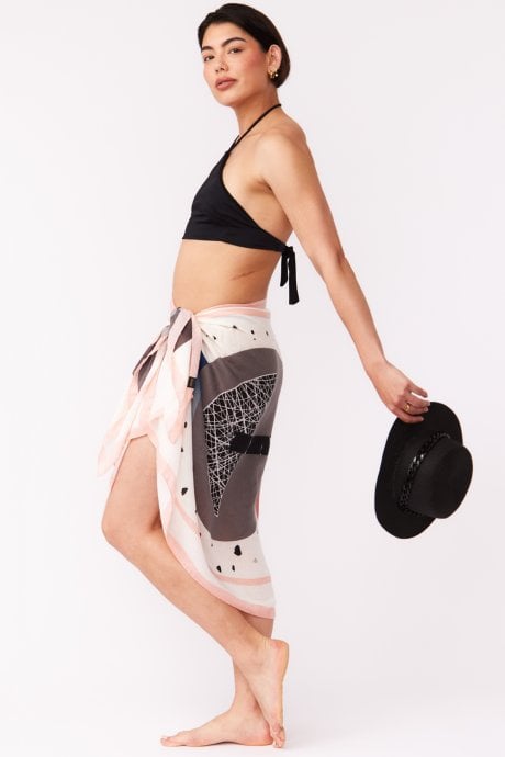 JAYLEY Pink and Cream Cashmere and Silk Blend Wrap